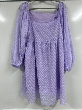 Lavender Textured Babydoll Dress XL Puff Sleeve Cottagecore Boho Flowy Fairy